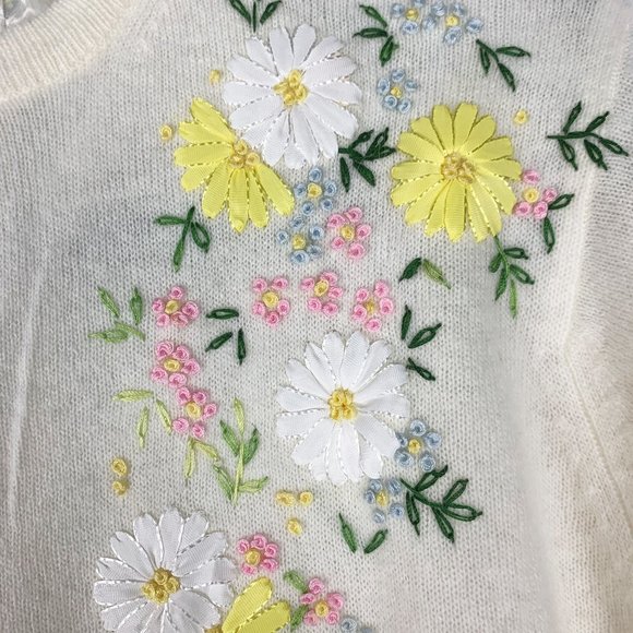Vintage angora-blend embroidered cardigan - Picture 5 of 8